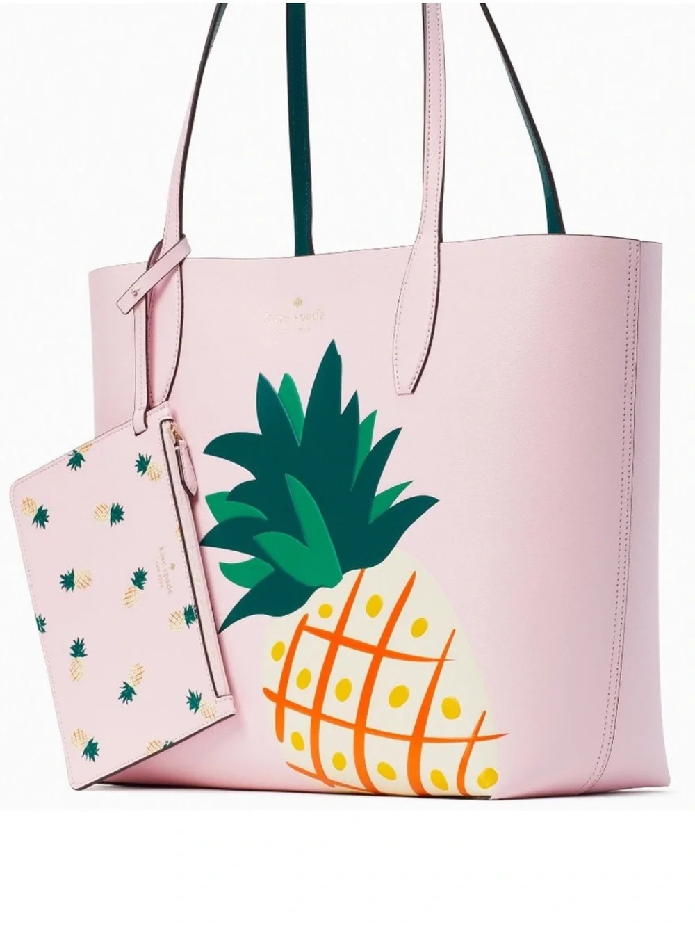 Kate Spade Colada Pineapple Print Reversible Tote with Pouch